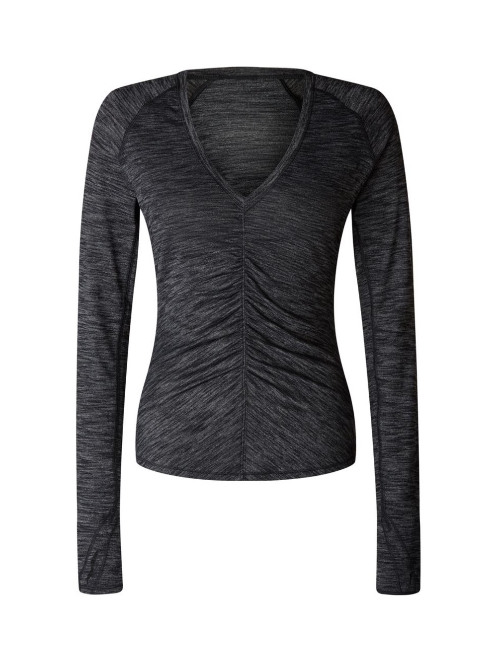 Lululemon Interval Long Sleeve * Luon Light Size 6 Heathered Black